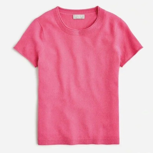 J. Crew 100% Cashmere Short Sleeved Pink Sweater Woman’s Sz S Luxury Barbie - Picture 1 of 10